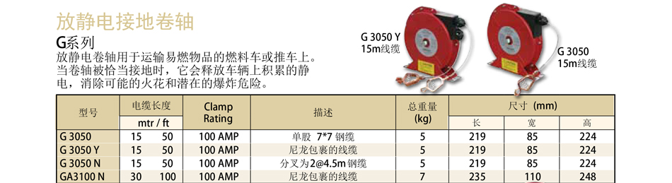 G系列卷轴；电接地卷轴；电线电缆卷轴